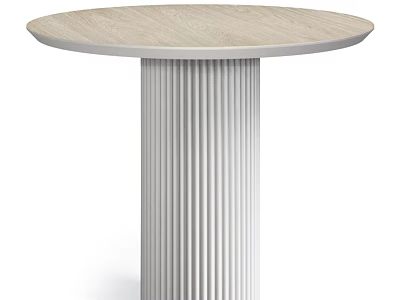 Round Wooden Dining Table With White Fluted Base And Minimalist Design 3d model