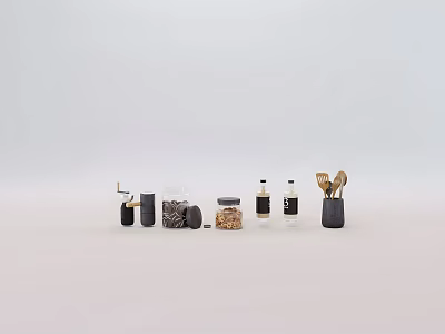 Assorted Small Decorative Objects Including Bottles Boxes And Brushes On White Background 3d model