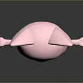 Pink Cartoon Cat Like Creature Character With Big Ears Large Eyes And Open Arms