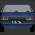 Blue Classic Four Door Sedan With Silver Wheels And Glossy Finish
