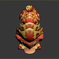 Game And Movie Character Flame Themed Red Yellow Mythical Beast With Ornamental Patterns
