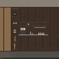 Modern Walnut Wine Cabinet With Built In Lighting And Storage Compartments