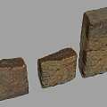 Building Exterior Wall Construction With Different Shaped Brown Textured Bricks 3d model