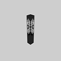 Black Columnar Outdoor Light With Hollowed Out Geometric Patterns And Metal Construction