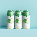 Refreshing Canned Lime Beverage With Green And White Design On Light Blue Background