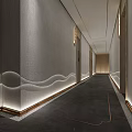 Spa Sauna Corridor With Modern Lighting And Textured Walls 3d model