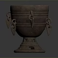 Dark Brown Decorative Iron Container With Rings And Hollow Base For Daily Life