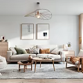Modern Living Room Interior Design With Sofa Coffee Table Chandelier And Decorative Paintings