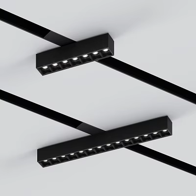 Sleek Black Linear LED Downlights Spotlights Ceiling Mounted Fixtures for Modern Spaces 3d model