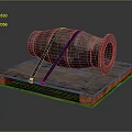 Old Rusted Cannon Secured With Black Straps On Wooden Pallet