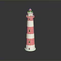 Pink And White Lighthouse Shaped Decorative Furniture Accent With Window Design