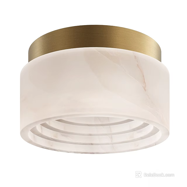Elegant Modern Ceiling Light with Golden Top and White Marble Texture 3d model 