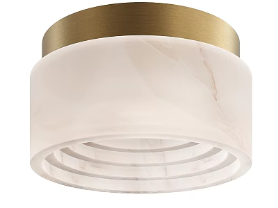 Elegant Modern Ceiling Light with Golden Top and White Marble Texture 3d model