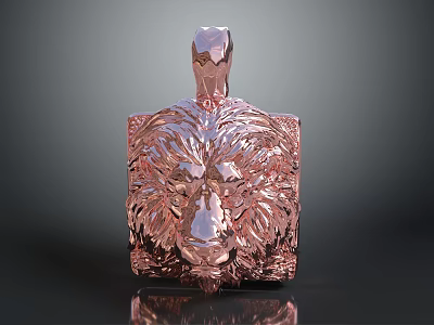 Modern Bear Head Metal Sculpture With Intricate Carving And Square Structure 3d model