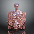 Modern Bear Head Metal Sculpture With Intricate Carving And Square Structure