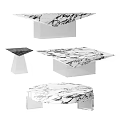 Modern Coffee Tables With Marble Top White Base And Various Shapes Design 3d model