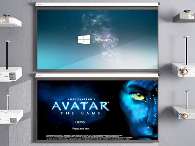 Projection Monitoring System With Dual Projection Screens And Surveillance Cameras In Room 3d model