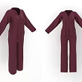 Burgundy Casual Clothing Set With Long Sleeve Top And Pants