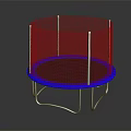 Round Trampoline with Blue Jumping Surface Metal Frame Safety Net Enclosure and Support Legs
