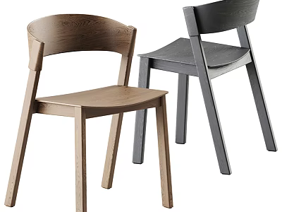 Two Modern Minimalist Leisure Chairs Featuring Wooden Frame And Different Colors 3d model