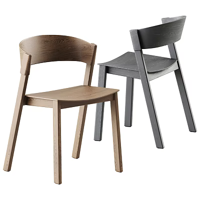 Two Modern Minimalist Leisure Chairs Featuring Wooden Frame And Different Colors 3d model