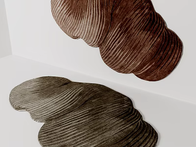 Shaped Rugs in Brown Tones with Wavy Striped Texture Modern Artistic Interior Design 3d model