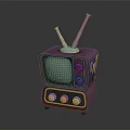 Vintage Purple Retro Computer Monitor With Antenna And Control Knobs Design
