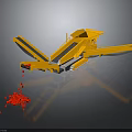 Yellow Industrial Crushing Vehicle With Conveyor Belts And Red Crushed Materials