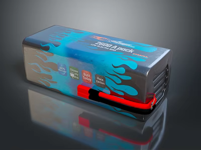 Blue And Silver Household Appliance With Flame Pattern Super Power Label And Red Bottom Part 3d model