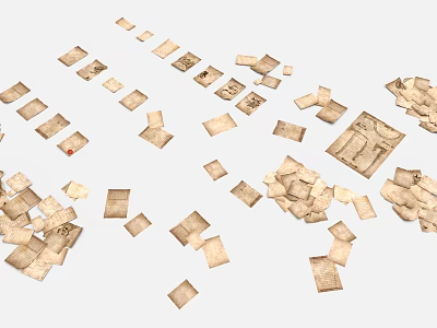 Retro Book Collection Painting Volume Comprehensive History Volume Drawing Old Paper Scattered Device Paper 3d model