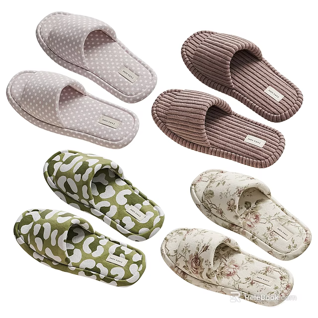 Comfortable Home Slippers With Various Patterns And Multiple Colors For Daily Use 3d model 