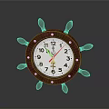 Vintage Ship Wheel Clock With Classic White Dial And Wooden Frame Design