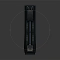Modern Industrial Dark Metal Pillar with Geometric Panels Vent Structures and Reflective Base