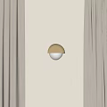 Golden Half Moon Shaped Modern Wall Lamp On Beige Wall With Curtains