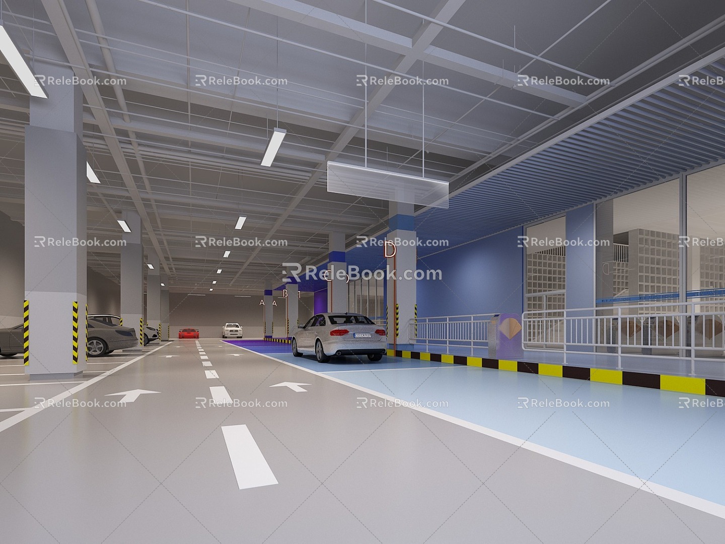 Modern School Underground Parking Student Transfer Area 3d model