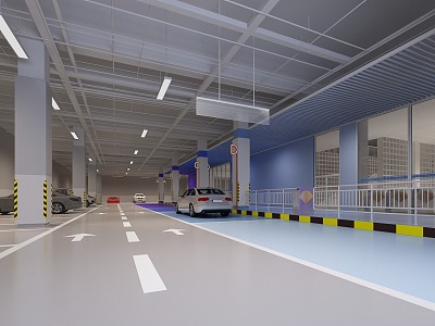 Modern School Underground Parking Student Transfer Area 3d model