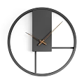 Modern Wall Clock With Black Circular Frame Vertical Rectangle And Golden Hands 3d model