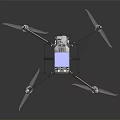Professional Drone With Four Propellers Black Body And Blue Top Equipment