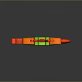 Vibrant 3D Modeled Weapon With Long Green Handle Red Decorative Head And Orange Bottom Accents