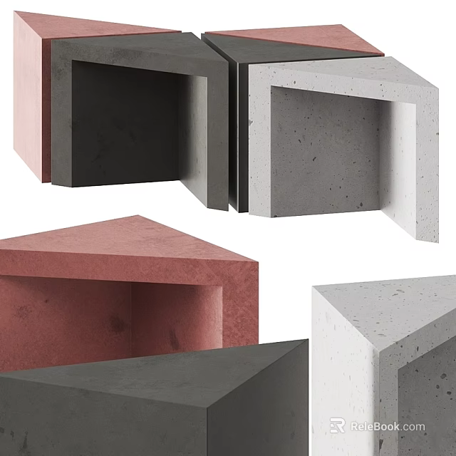 Modern Shower Sauna Interior Design With Various Colored Concrete Cube Blocks 3d model