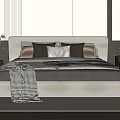 Modern Double Bed With Upholstered Headboard Plush Pillows Cozy Blanket And Bedside Tables With Plants