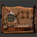 Traditional Rustic Interior With Mud Walls Wooden Bed Clay Pots Hanging Tapestry And Ladder