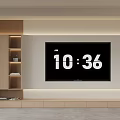 Modern Minimalist Wooden TV Stand with Cabinets Bookshelves and TV Screen in Living Room