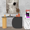 Light Luxury End View Table Entrance Cabinet 3d model