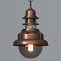 Copper Industrial Pendant Light Featuring Metallic Structure Glass Shade And Vintage Edison Bulb