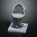 Natural Tree Stump Shaped Leisure Chair With Rustic Wood Texture And Stone Slab Base