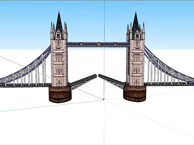 Iconic Stone Tower Suspension Bridge Featuring Tall Spires And Classic Design 3d model