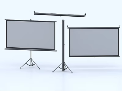 Projection Monitoring Screens With Dual Floor Stands And Ceiling Mount Bracket 3d model
