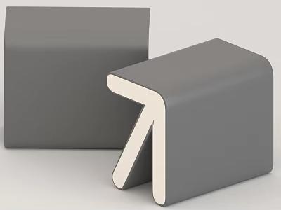 Modern Gray Side Tables With Unique 7 Shaped Design For Home Decor 3d model