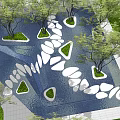 Natural Stone and Wood Landscape Design with Stepping Stones Green Patches and Water Features